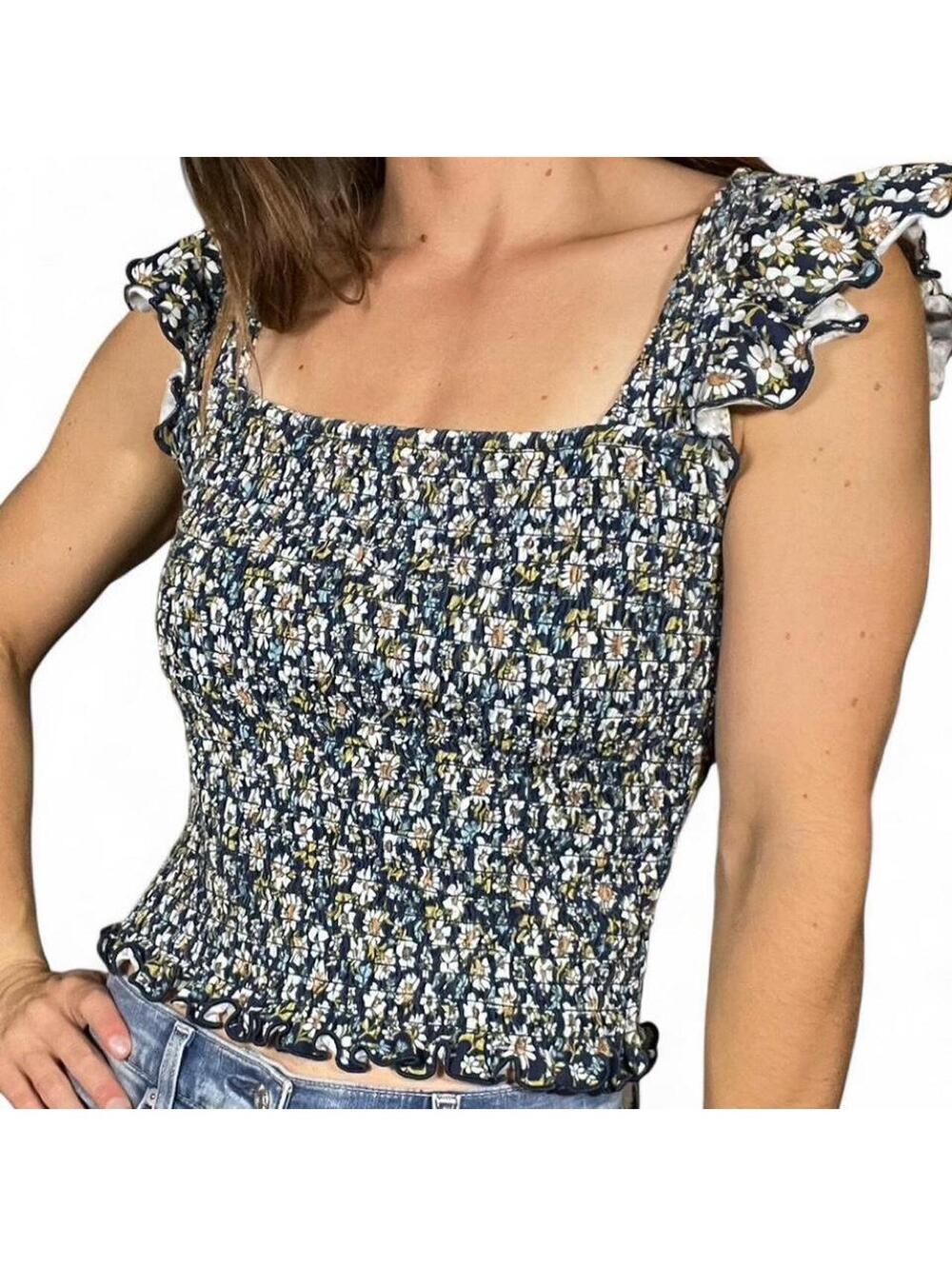 Old Navy Floral Shirred Tank